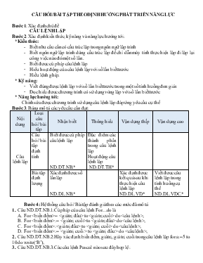 Câu hỏibài tập theo định hướng phát triển năng lực